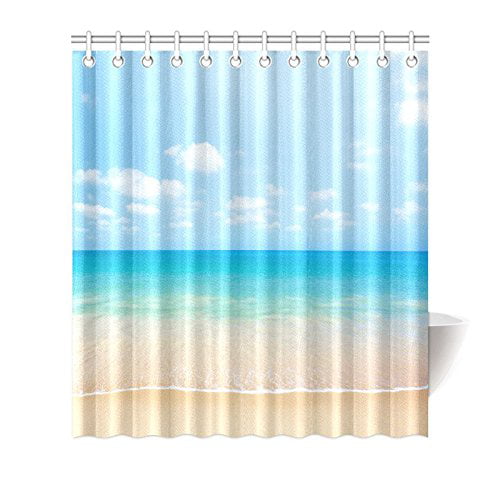 Ocean View Room Bathroom Shower Curtain Bath Curtains Waterproof Windows Sea