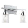thumbnail image 3 of Modern Wall Light 2 Bulb Sconce w Clear Glass Shades Metal Frame Brushed Nickel, 3 of 11