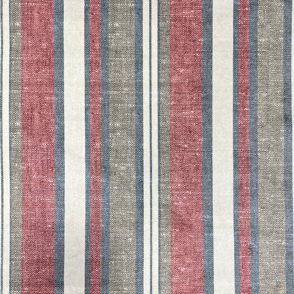 Decora Furnishings Vintage Cuban Stripe Design Digitally Printed Velvet Finish Fabric for Upholstery, Window Treatments, Craft - Width 54 inches - Fabric by The Yard (Red)