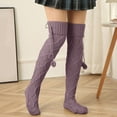 thumbnail image 1 of Women Simple Fashion Solid Color Knit Tall Socks Wool Ball Texture Long Tube Pile Socks, 1 of 4