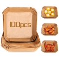 thumbnail image 1 of 7 Inch Square Non-Stick Air Fryer Baking Paper Liners 100P Brown Square 100 Pieces, 1 of 5