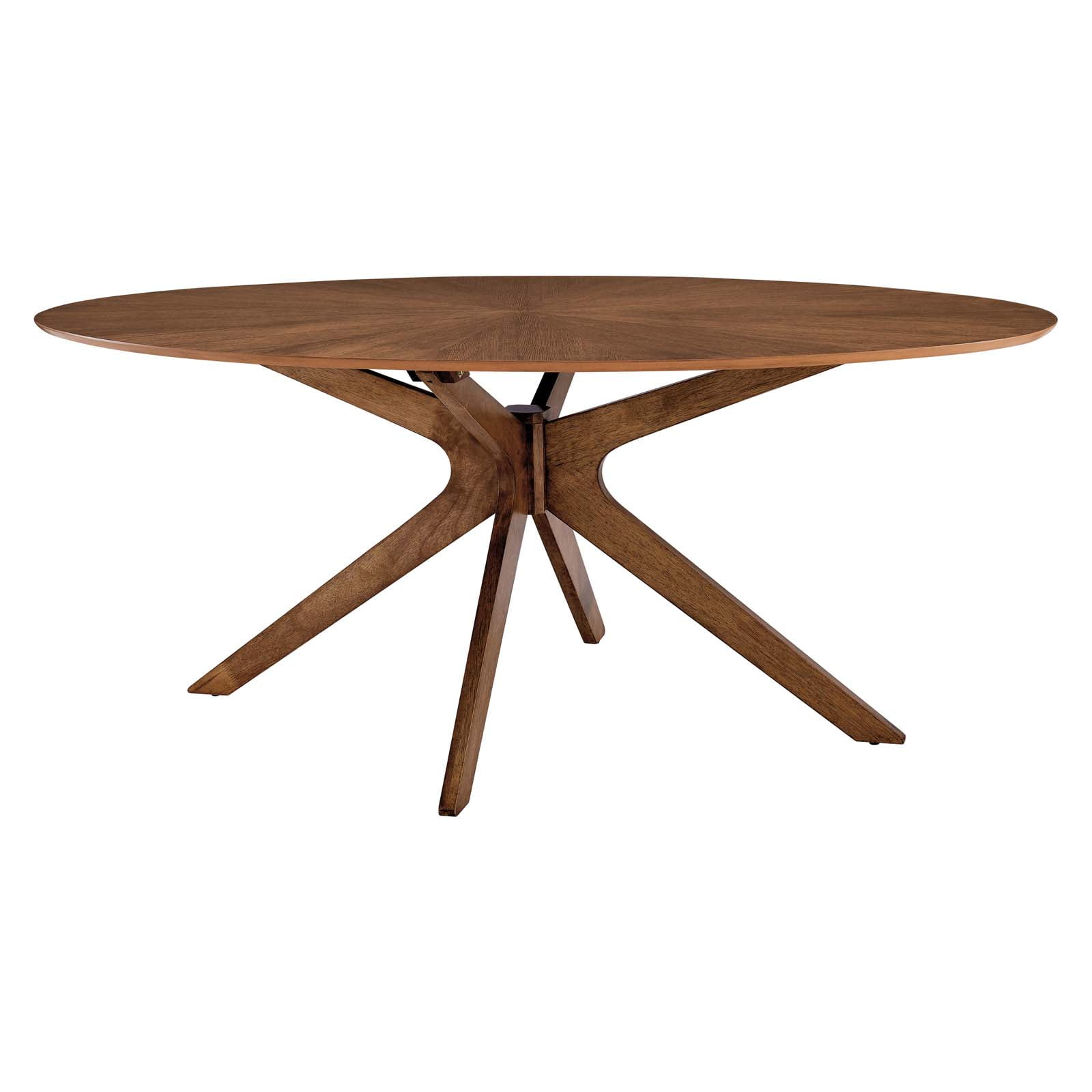 Crossroads 71" Oval Walnut Wood Mid-century Modern Dining Table