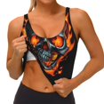 thumbnail image 3 of Pofeuu Flame Metal Skull Print Sports Bra for Women Sexy Vest Yoga Running Gym Fitness Crop Bras Tops-Medium, 3 of 8