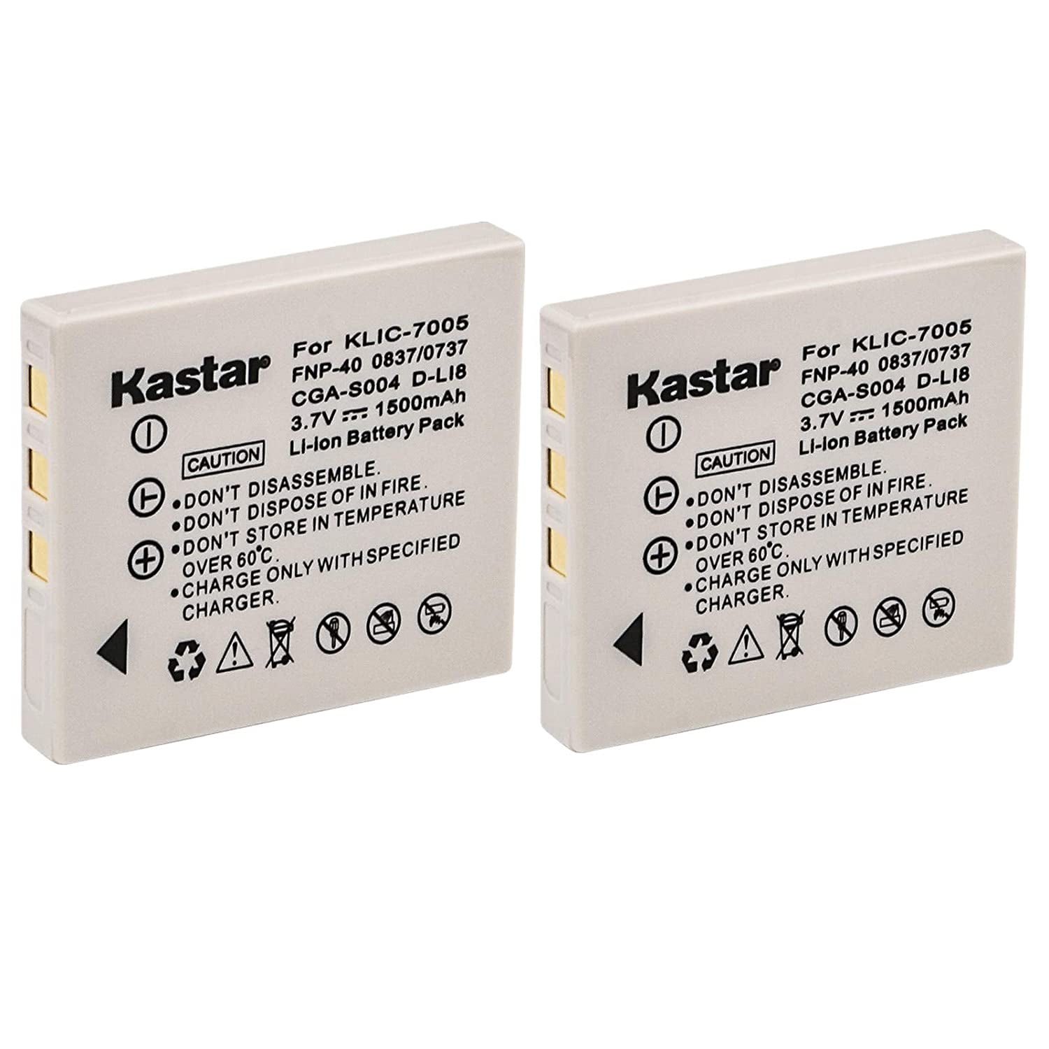 Kastar Battery Charger Set for Fuji NP-40 Kodak KLIC-7005 Battery CGA-S004E Panasonic DMW-BCB7 Pentax D-LI8