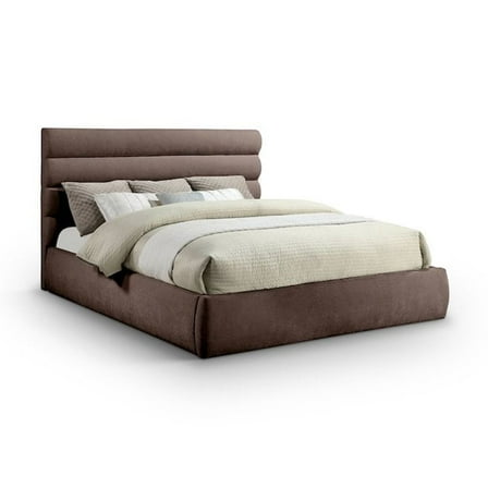 Meridian Furniture Adam Brown Chenille Fabric King Bed