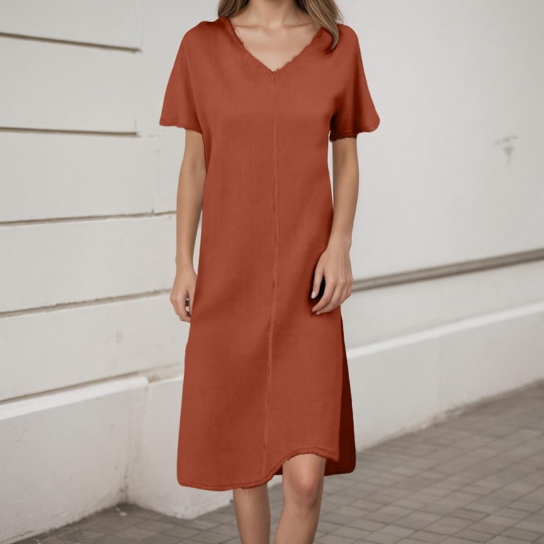 OSOLU Linen Dress Women Mi Long Casual Dresses Short Sleeve Solid Color Dresses Women Online V-Neck Loose Tunic Vintage Beach Dress Big Size Relaxed Fit Sundress Wedding Guest Dress - Walmart.com OSOLU Linen Dress Women Mi Long Casual Dresses Short Sleeve Solid Color Dresses Women Online V-Neck Loose Tunic Vintage Beach Dress Big Size Relaxed Fit Sundress Wedding Guest Dress - Walmart.com