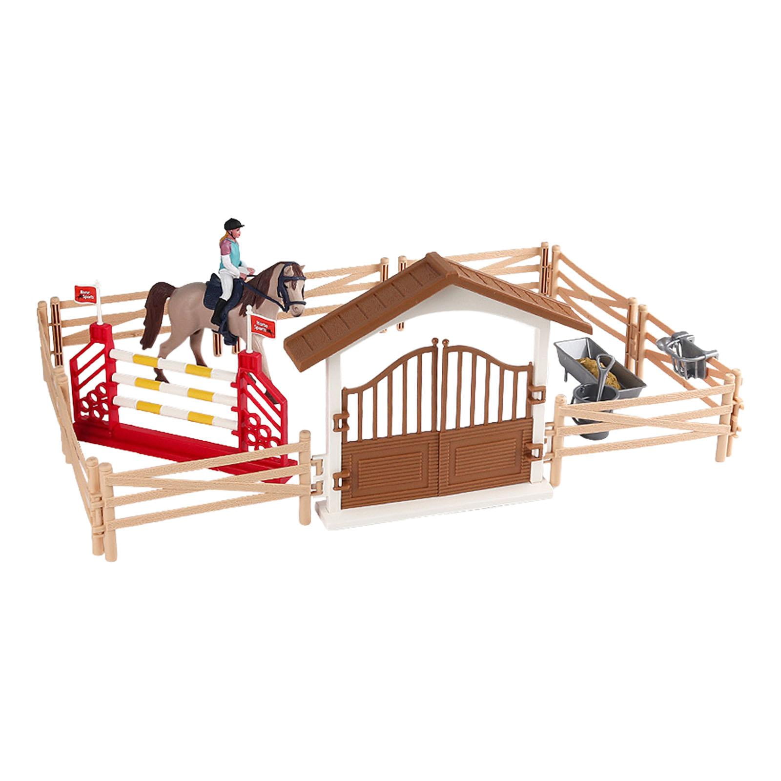 Yinanstore Horse Stable Figurine Playset Equestrian Toy Set S With Horseman Horses Toys Barn Toy For Boys Girls Baby Birthday Gifts Men Horseman Other