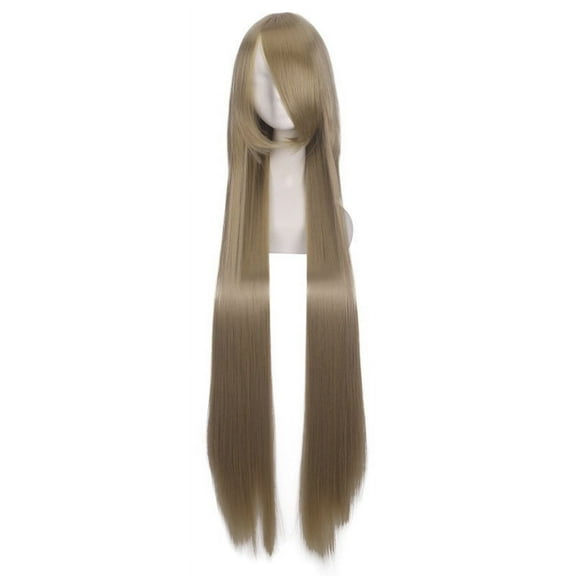Nvzi-a 39.4" Long Straight Natural Wigs with Bangs Heat Resistant Synthetic Colorful Cosplay Anime Costume Party Daily Use Wigs for Women,Light Brown
