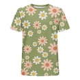 thumbnail image 5 of Lilgiuy Unisex Floral Tops Tees Summer Loose Casual Short Sleeve Round Neck Pullover Training Basketball T Shirts for Men Women Green(M-5Xl), 5 of 5