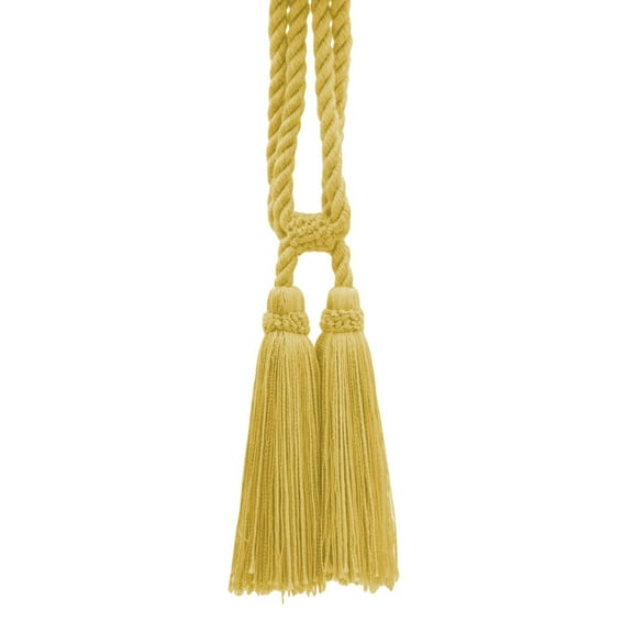 DECOPRO Traditional Cotton Double Tassel Curtain & Drapery Tassel Tieback, Tassel Length 5 1/2" (14cm), Spread 27" (68.5cm) # TBC0552, Light Gold #B7 (Light Yellow Gold) Sold Individually