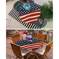 thumbnail image 6 of Independence Day Retro USA Flag Fitted Round Tablecloths Elastic Edged Table Covers 55"-60",Patriotic Star and Stripe Waterproof Dining Room Table Cloth for Kitchen Holiday Party Tables Decor, 6 of 6