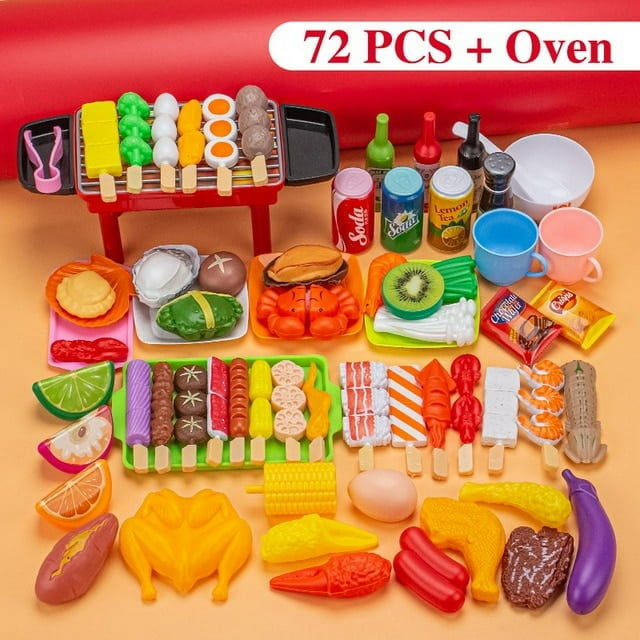 Jouets de Cuisine pour Enfants, Mini Jouets Alimentaires, Batterie de Cuisine de Simulation, Cuisine, Kit de Four BBQ, Jeu de Rôle, Cadeau Éducatif pour Enfants