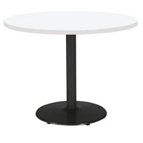 Pemberly Row Round Top Breakroom Table White Round Black Base Standard Height