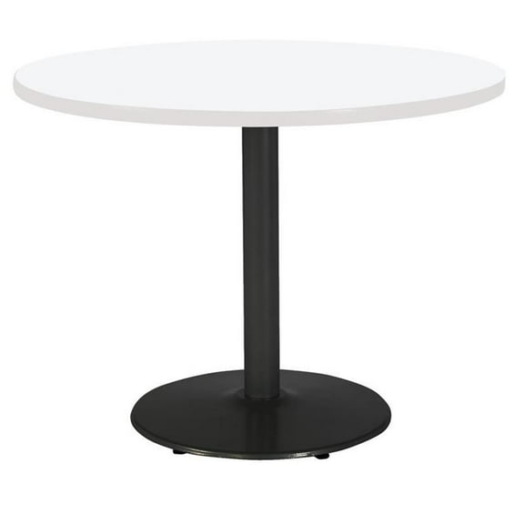 Pemberly Row 42" Round Breakroom Table w/ White Round Black Base Counter Height