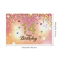thumbnail image 3 of Sparkling 14th Birthday Backdrop Banner with Glittery Stars and Swirls Happy Birthday Party Decorations Photography Props Party Supplies Background, 3 of 8