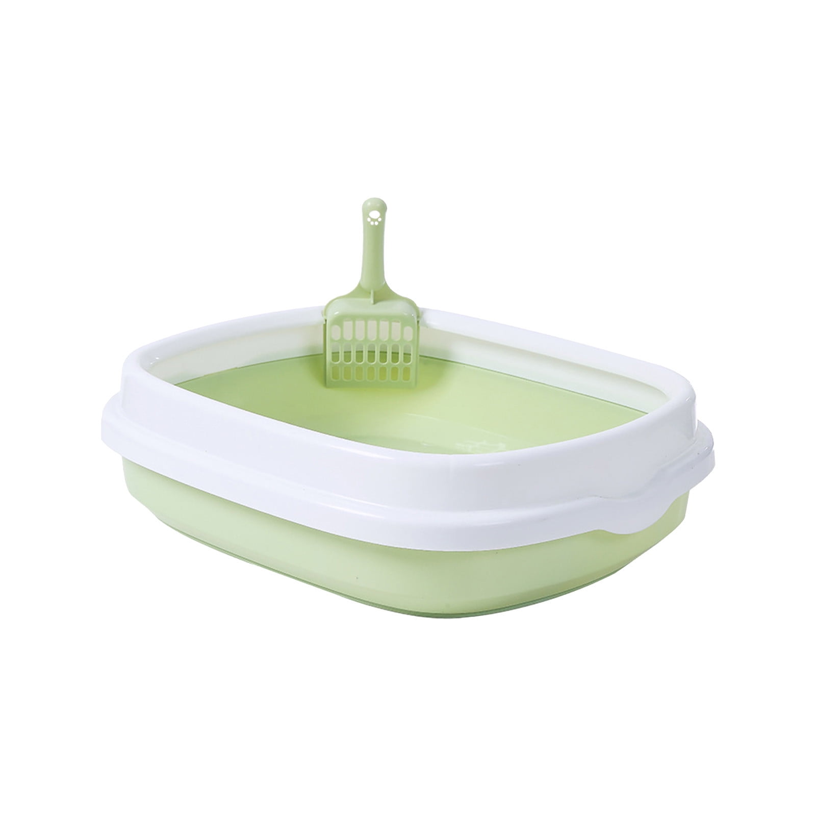 LEFTHIGH Home Semi Enclosed Cat Litter Box Pet Toilet with Splash Proof High Side Large Space Easy Clean Paper Material Gray Blue Green 40x33.5cm Gifts