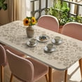 thumbnail image 3 of Japanese Table Cloths for 5 Foot Rectangle Tables, Beige Farmhouse Retro Floral Leaf Pattern Patio Waterproof Elastic Fitted Tablecloths, Washable Rectangular Table Cover for Camping, 3 of 8