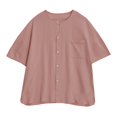 thumbnail image 3 of Maean Mens Cotton Linen Shirts Buttons Neck Short Sleeve Loose Solid Color Causal Basic Tee Tops, 3 of 5