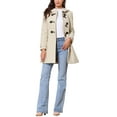 thumbnail image 2 of Winter Overcoat for Women Trench Mid-thigh Hooded Toggle Duffle Pea Coat with Pockets XS Beige, 2 of 6