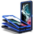 thumbnail image 5 of Xhy Samsung Galaxy S23 Ultra Case with Lens Protector Military Grade Heavy Duty Protection 3 in 1 Shockproof Armor Rugged Durable Detachable for Galaxy S23 Ultra Phone - Dark Blue+Blue, 5 of 7