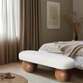 thumbnail image 2 of Pemberly Row Contemporary Rich Cream Finish Boucle Fabric Bench, 2 of 9