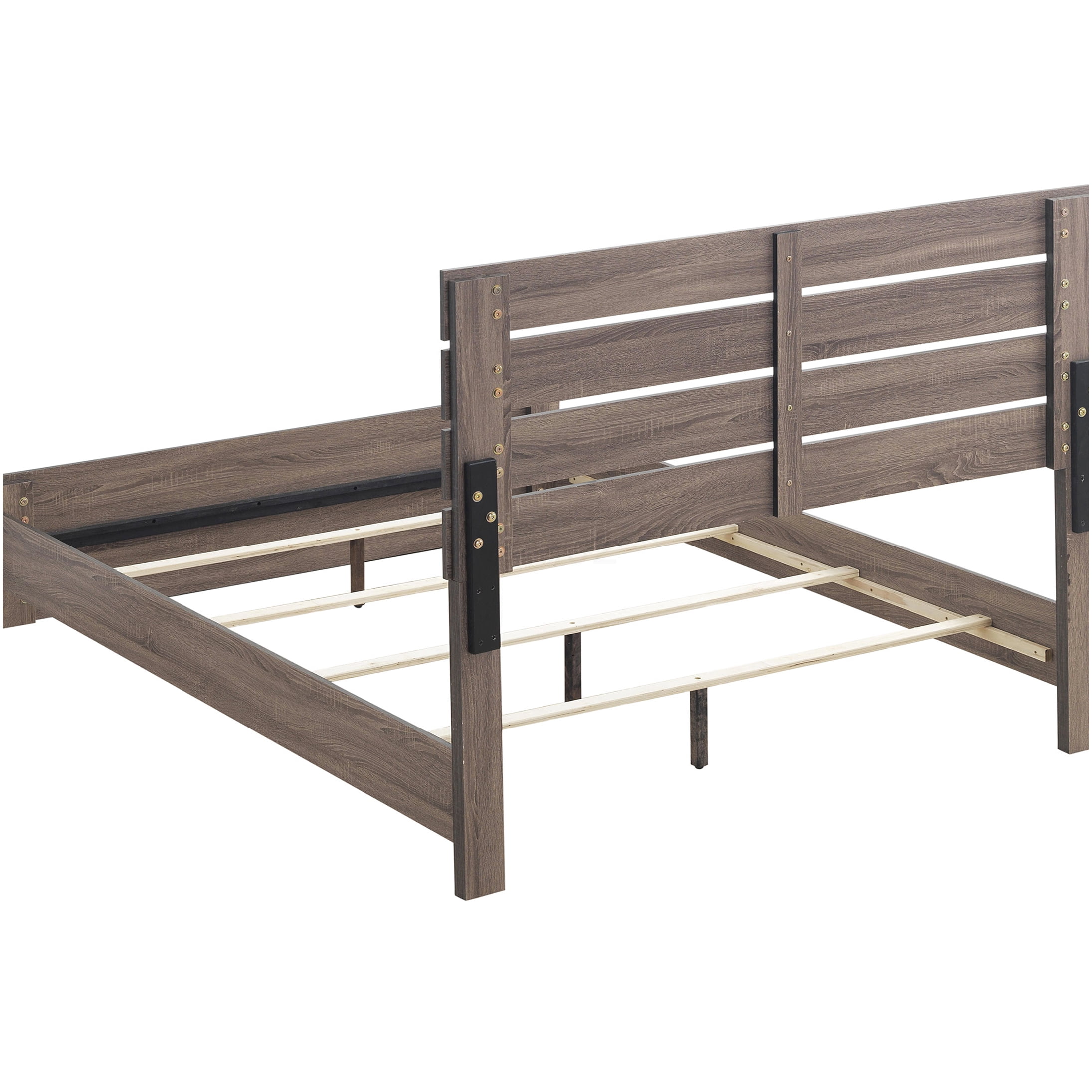 Eastern King Size Platform Bed Frame with Slatted Headboard, Solid Wood Bed with Ventilated Base for Enhanced Airflow