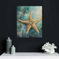 thumbnail image 4 of COMIO Hand-Painted Teal Starfish on Beach with Gold Foil Canvas Wall Art Starfish with Gold Foil Beach Coastal Oil Painting for Home Decoration, 4 of 4