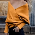 thumbnail image 1 of RXIRUCGD Women's Casual Solid Color Irregular Pullover Solid Color Sweater Shawl( Yellow ), 1 of 5