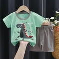 thumbnail image 2 of Caqnni Toddler Baby Boy Girl Summer T Shirt Shorts Outfits Short Sleeve Tee Tops Clothes Cartoon Print Set Children's Gift 2PCS Set (Mint Green,2-3 Years), 2 of 4