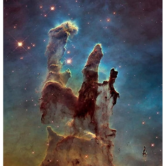 Iconic Arts Laminated 24x25 inches Poster: Pillars of Creation Space Cosmos Gas Stars Dust Ultraviolet Light NASA Hubble Telescope Eagle Nebula Messier 16 M16 NGC 6611