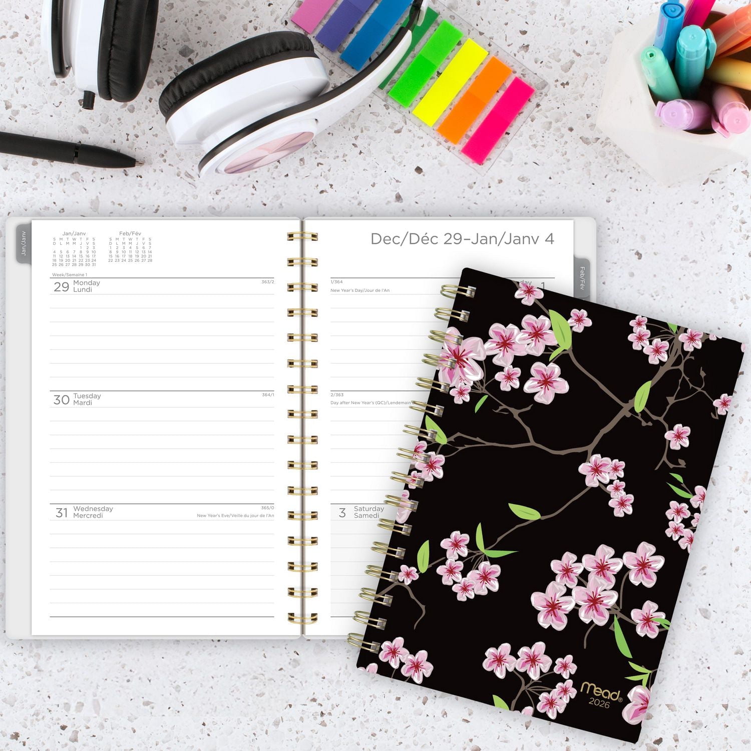 Agenda hebdomadaire Mead® Cherry Blossom 2026 Agenda