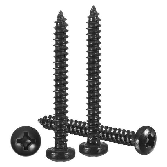 Pan Head Self Tapping Screws(#4x1") 100Pcs, 304 Stainless steel Self Drilling Screw for Metal Wood Plastic, for Cabinet Wall Shutter Plate Rock Furniture, Black