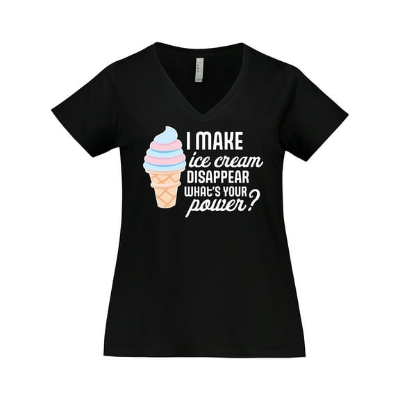 Inktastic I Make Ice Cream Disappear What's Your Power Women's Plus Size V-Neck T-Shirt