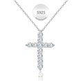 thumbnail image 4 of VNOX Cross Necklaces for Women 925 Sterling Silver Cubic Zirconia Cross Pendant Necklace Simple Jesus Cross Necklace Cute Simulated Diamond Jewelry Religious Minimalist Gift, 4 of 9