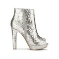 thumbnail image 3 of BLISSFUL STEP Women's Glitter Peep Toe Platform Block High Heel Boots Silver 10, 3 of 8