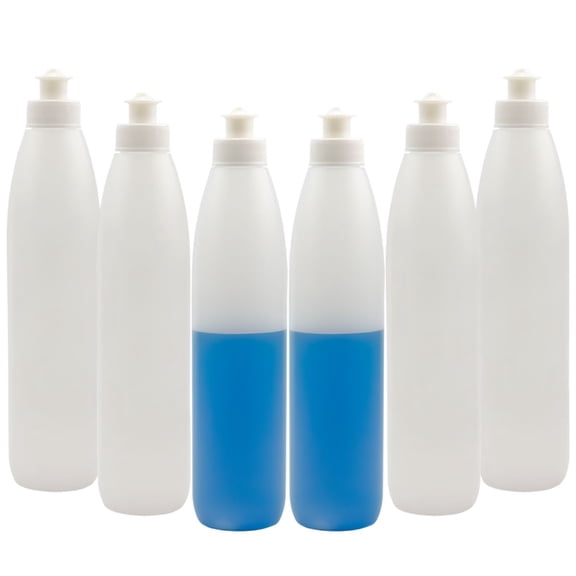 Cornucopia Brands 8-Ounce Squeeze Bottles for Dish Soap and Sauces (6-Pack); Push Pull Cap Dispenser HDPE Squirt Bottles, BPA-Free