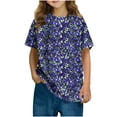 thumbnail image 1 of T-shirt à Manches Courtes pour Enfants, Haut Décontracté Imprimé à Col Rond en Mélange Polyester Spandex pour Garçons et Filles 3-14 Ans Vert Taille 110, 1 of 6
