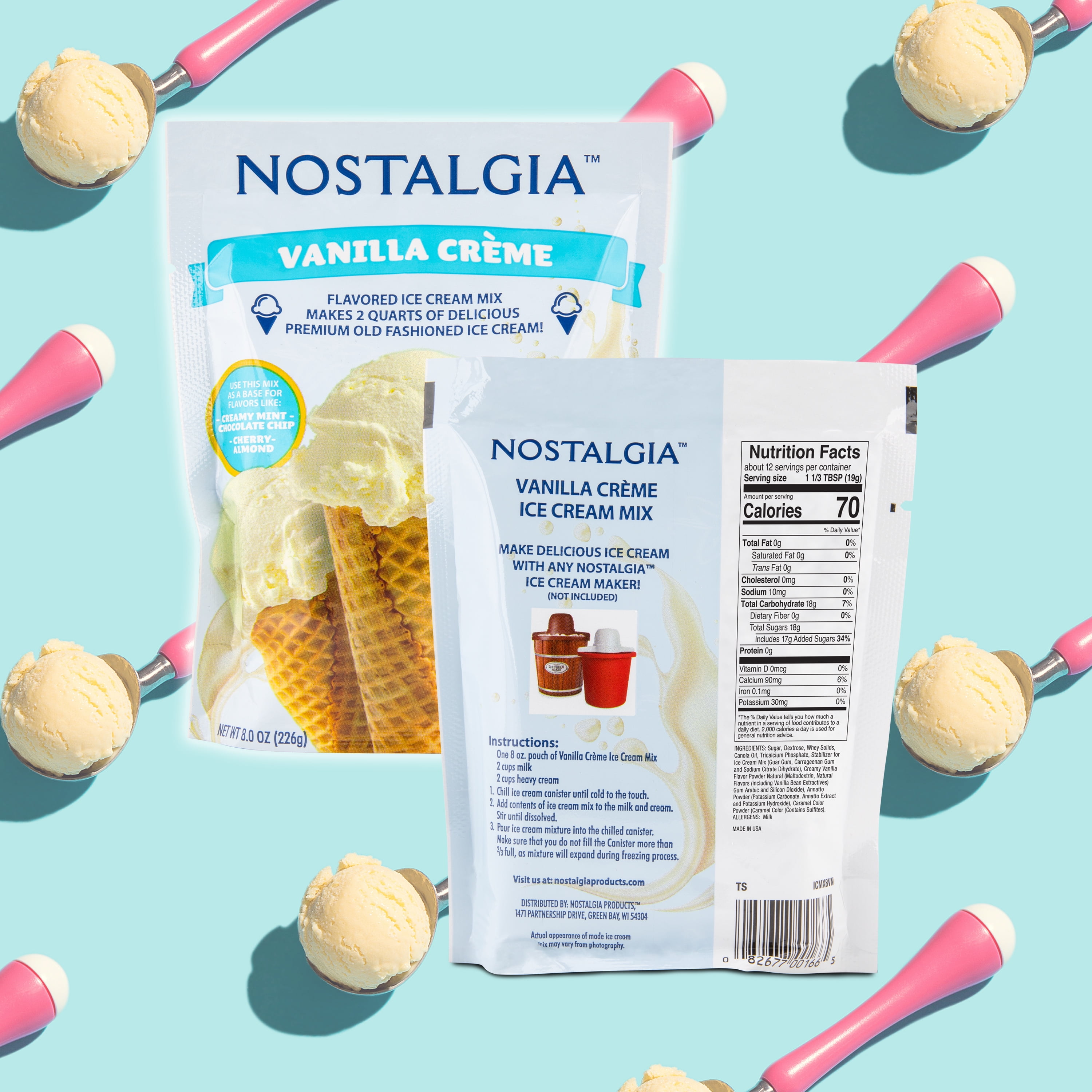 Nostalgia Premium Vanilla Crème Ice Cream Mix, 8 oz 