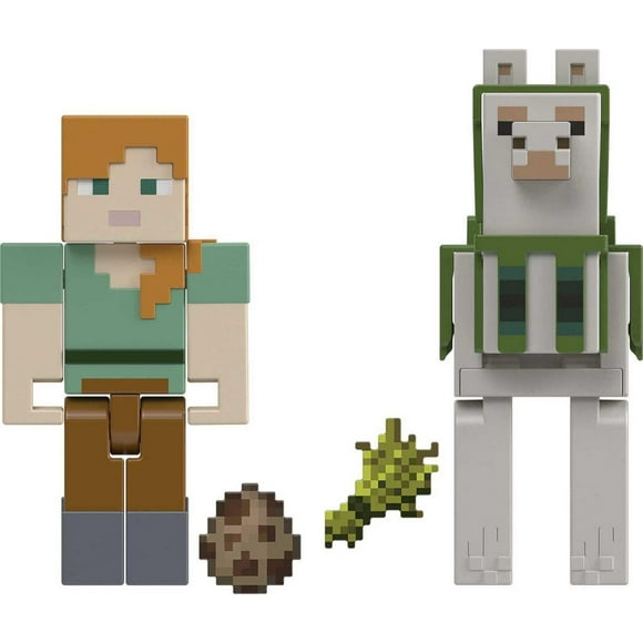 Minecraft Alex & Llama Action Figures & Accessories 2-Pack, 3.25-in Scale Toy Set