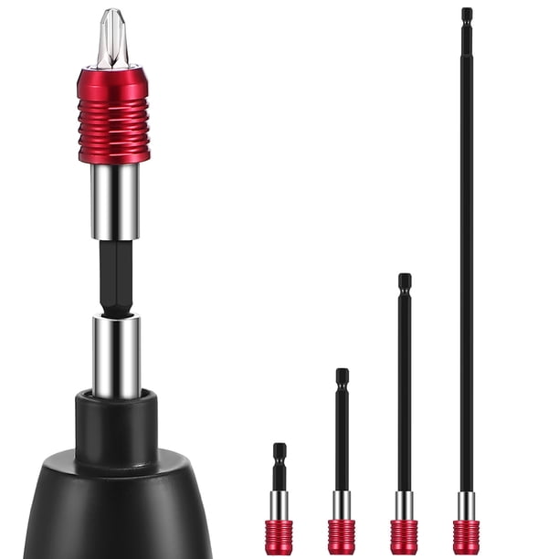 Kit de 4 brocas de extensión con vástago hexagonal, soporte para brocas de impacto, para brocas, tuercas y destornilladores