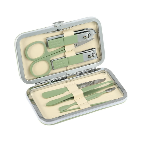 Unique Bargains Manicure Nail Clippers Set Professional Stainless Steel Kit 7 in 1 Green