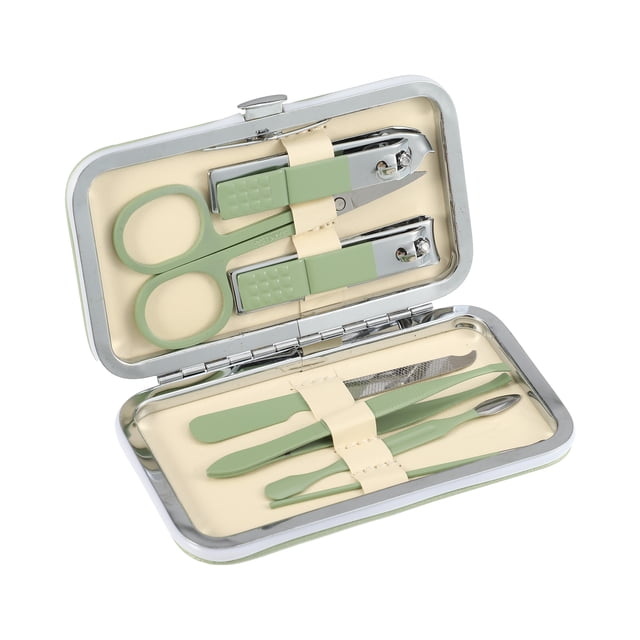 Juego de cortaúñas de manicura Unique Bargains kit de manicura profesional de acero inoxidable 7 EN 1 verde