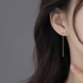 thumbnail image 2 of Solid 925 Sterling Silver CZ Bow Dangle Chain Earrings for Women Teens Tiny Bow Dangle Earrings Threader Tassel, 2 of 10