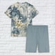 thumbnail image 4 of Conjunto de Pijama de las Mujeres de Manga Corta Sólida de Lechuga Y Pantalones Cortos de 2 Piezas de Poliéster, Pijama Suelto Casual para el Verano, 4 of 6