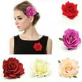 thumbnail image 5 of Women Bride For Prom Parties Flowers Brooch Bride Rose Hairpin Rose Headdress PURPLE, 5 of 8