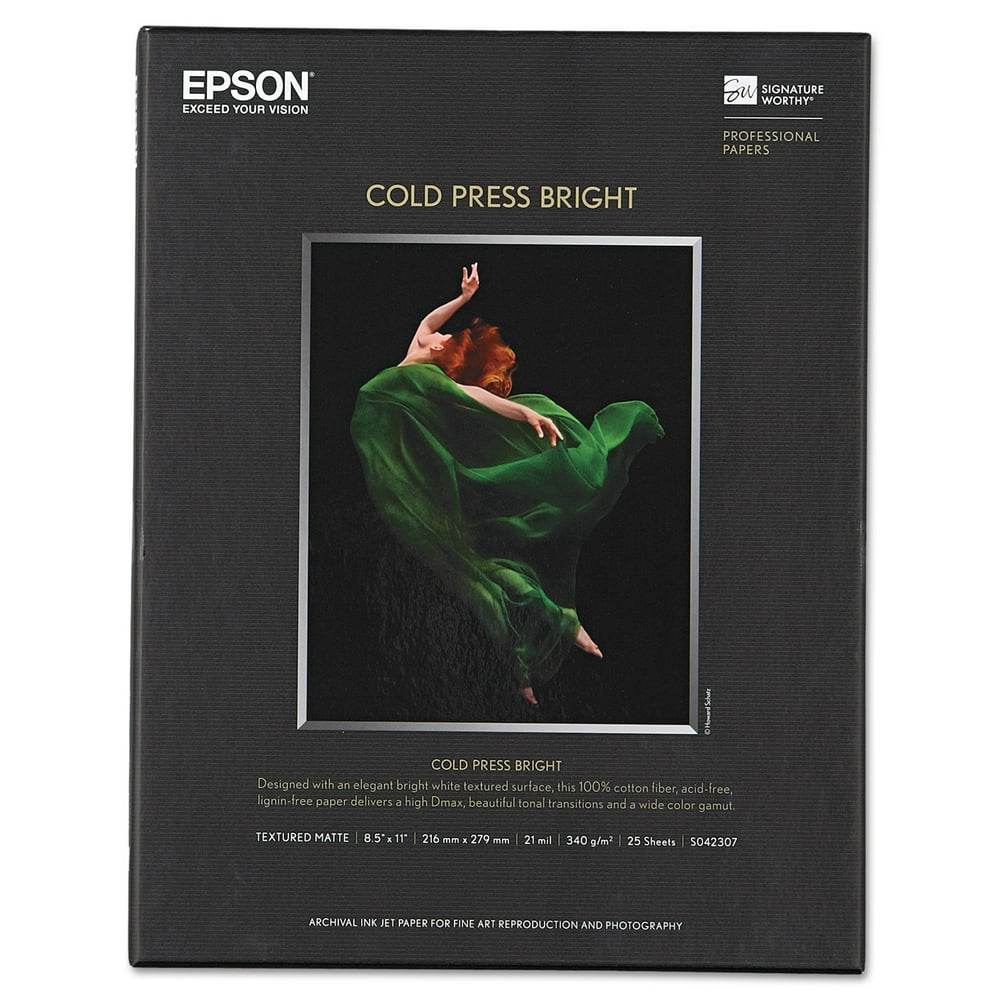 Epson Cold Press Bright Fine Art Paper, 21mil, 8.5 x 11, Textured Matte