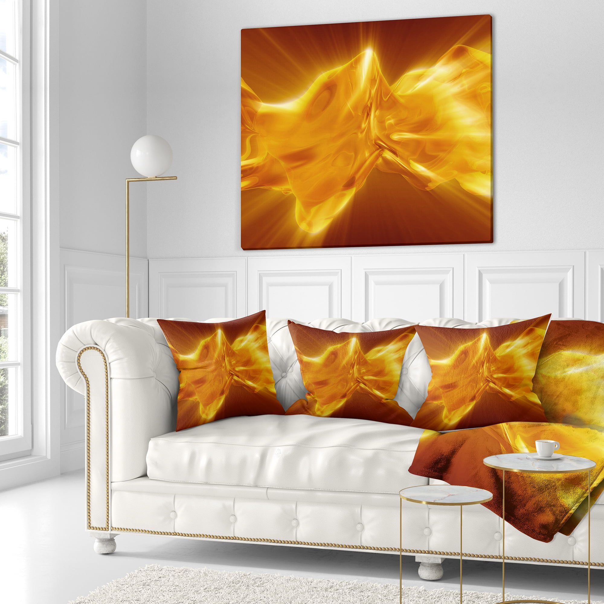 Designart Plasmas and Liquid With Fiery Shine - Abstract Throw Pillow - 16x16