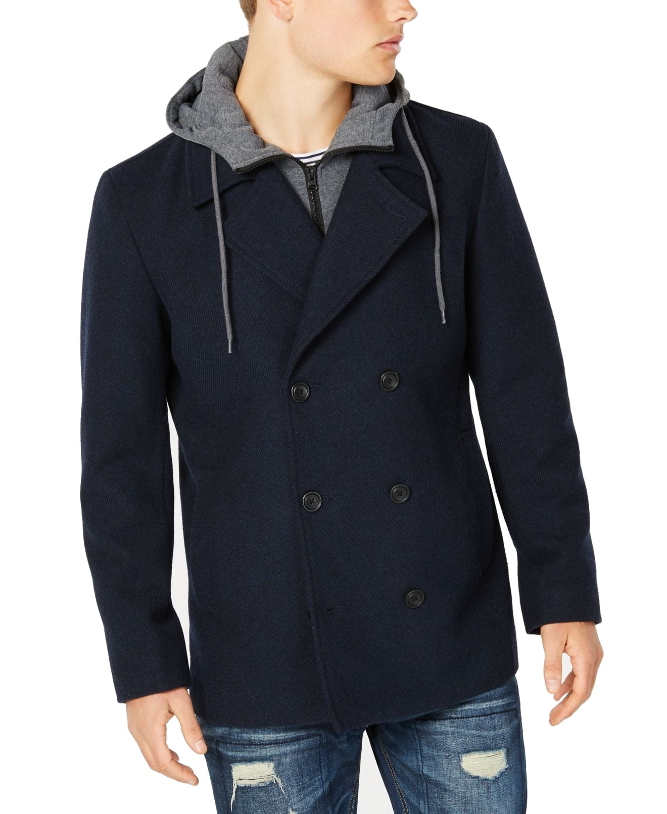American Rag - Men's Jacket Hooded Twill Peacoat Wool XL - Walmart.com - Walmart.com
