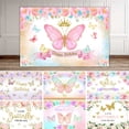 thumbnail image 1 of Décor de Fête d'Anniversaire Thème Papillon Fond Fleurs Roses Princesse Fond de Photographie de Printemps, 1 of 5