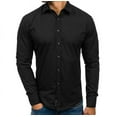 thumbnail image 3 of Huresd Men's Long Sleeve Button Up Shirts Solid Slim Fit Casual Business Formal Dress Shirt Black M, 3 of 5